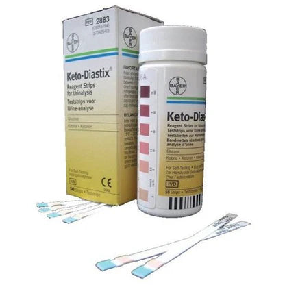 Bayers Keto-Diastix Reagent Strips for Urinalysis- 50 Each
