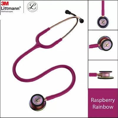 3M Littmann Classic III  (5806) ″ Stethoscope – Rainbow Chestpiece, Raspberry Tube