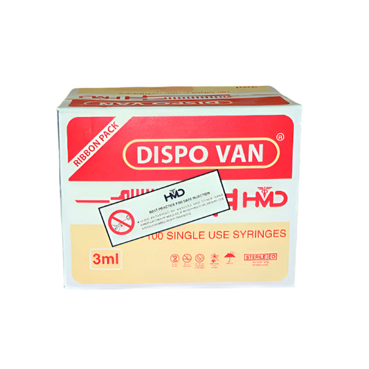 Dispovan 3ml Syringe + 24G Needle – Pack of 100 (Sterile, Single-Use)