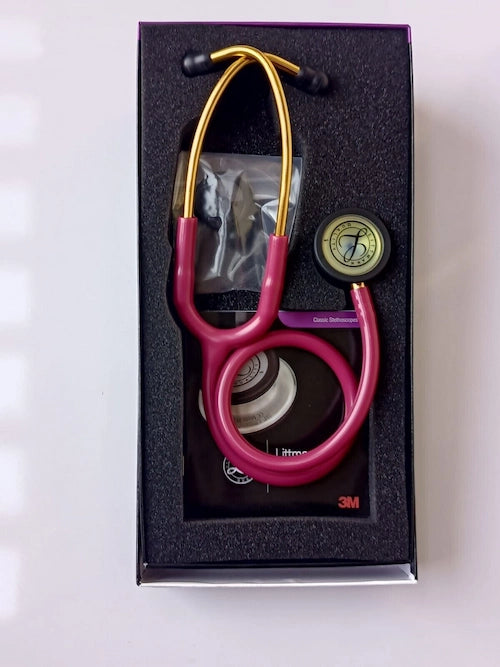 3M Littmann Classic III  (5806) ″ Stethoscope – Rainbow Chestpiece, Raspberry Tube
