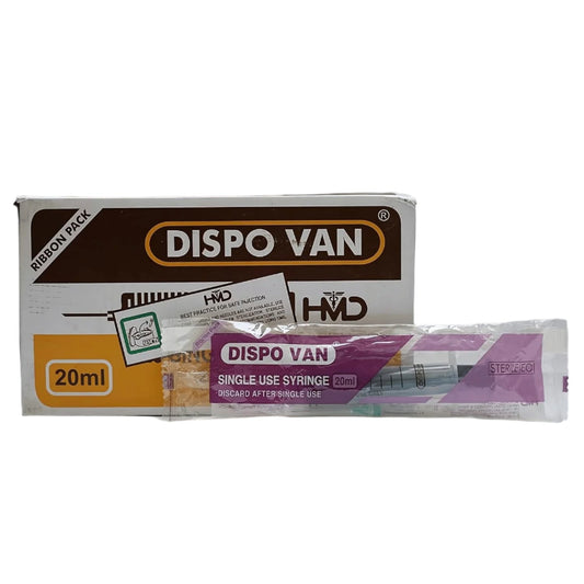 Dispovan 20ml Syringe with Needle – Pack of 25 (Sterile, Single-Use)