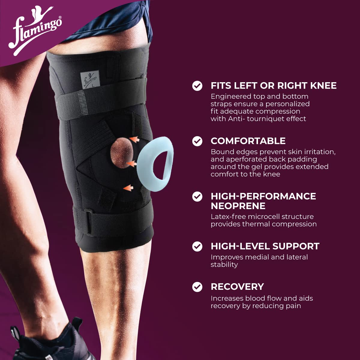 Flamingo Gel Bi Axle Hinged Knee Cap