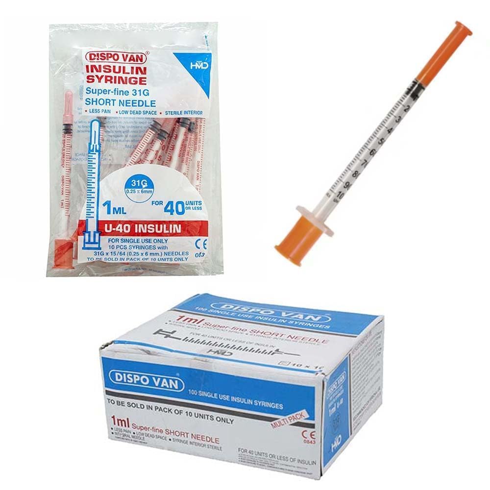 Dispovan U-40 Insulin Syringes – Pack of 10 (Sterile, Single-Use)