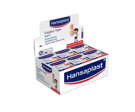 Hansaplast Cotton Fixation Tape – 12 Rolls (2.5cm x 9.14m)