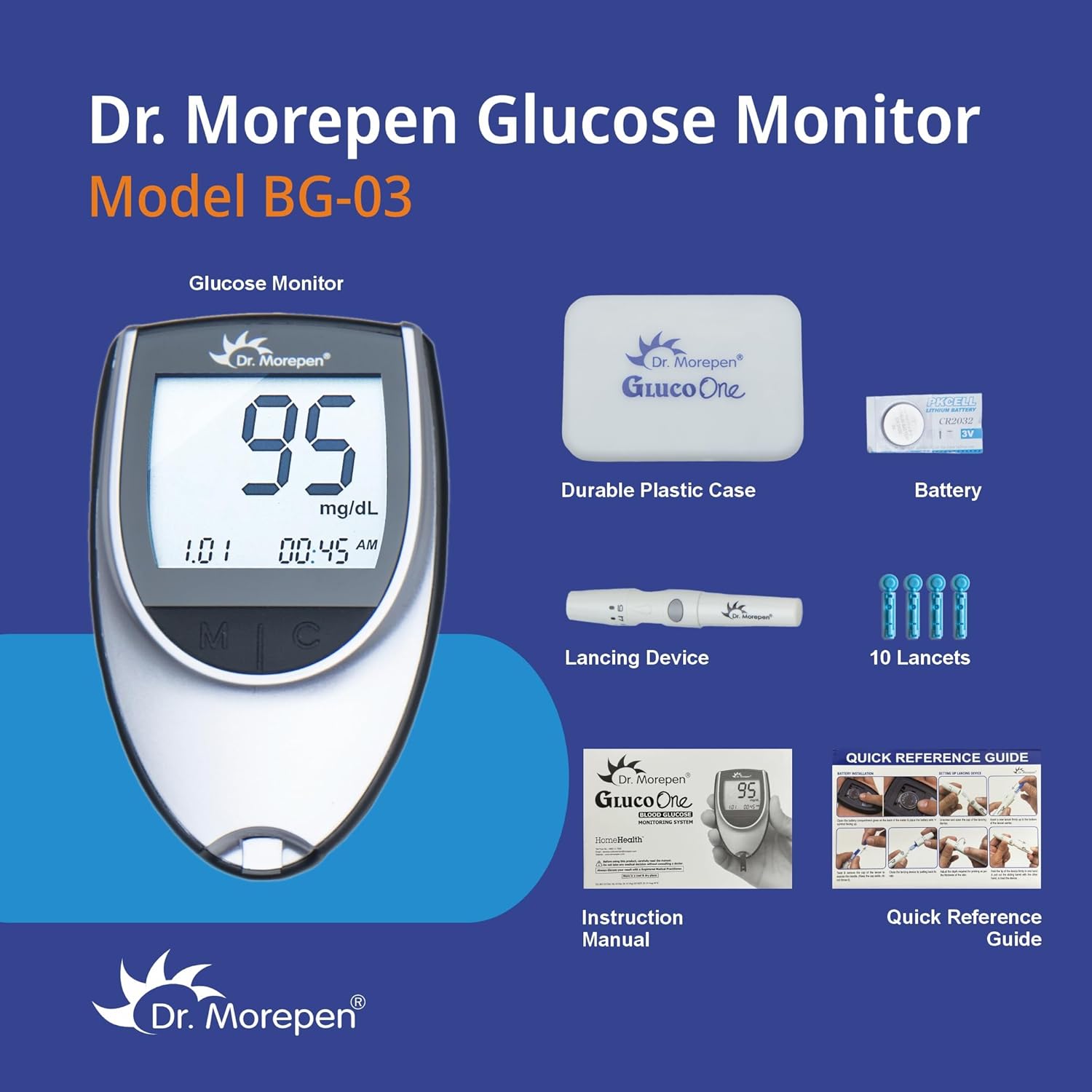 Dr. Morepen BG-03 Glucometer with 25 Test Strips
