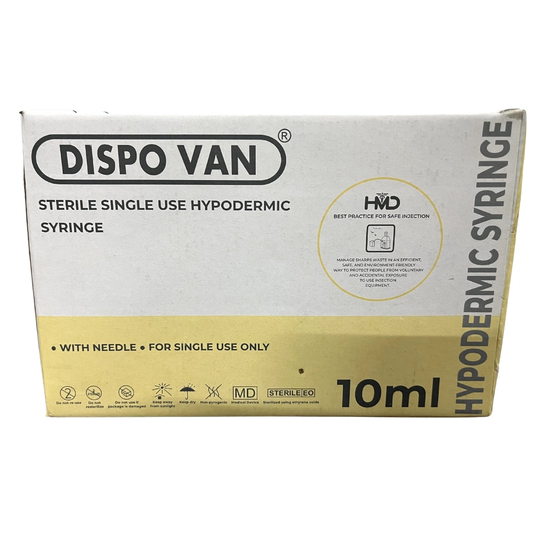 Dispovan 10ml Syringe + Needle – Pack of 50 (Sterile, Single-Use)