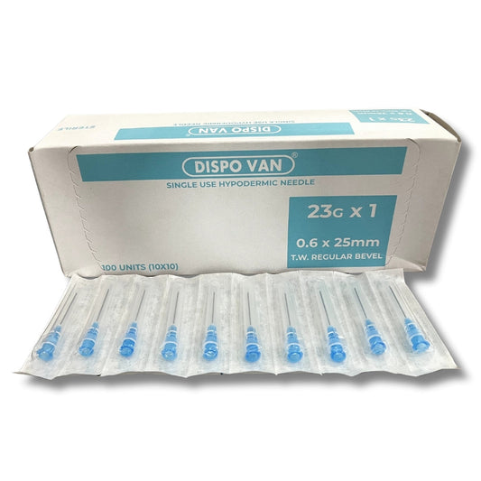 Dispovan 23G x 1" Needle – Pack of 100 (Sterile, Single-Use)