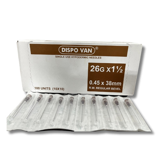 Dispovan 26G x 1.5" Needle –Pack of 100 (Sterile, Single-Use)