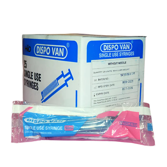 Dispovan 50ml Syringe – Pack of 25 (Sterile, Single-Use)