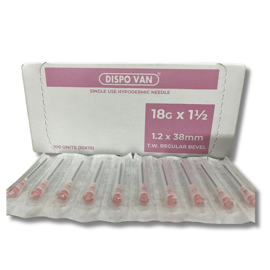 Dispovan 18G x 1.5" Needle –Pack of 100 (Sterile, Single-Use)