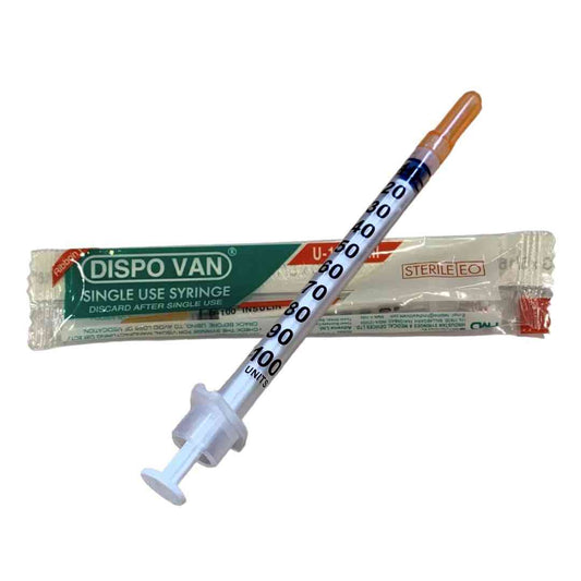 Dispovan U-100 Insulin Syringes – Pack of 10 (Sterile, Single-Use)