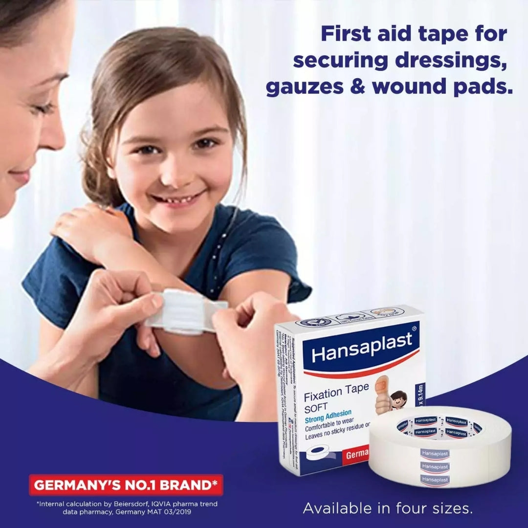 Hansaplast Cotton Fixation Tape – 12 Rolls (2.5cm x 9.14m)