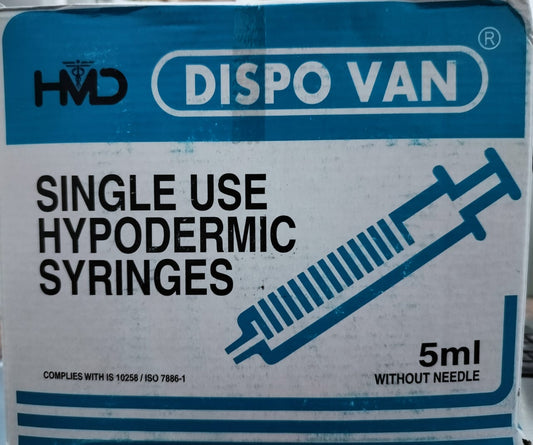 Dispovan 5ml Syringe (Without Needle) – 100 Pcs (Sterile, Single-Use)