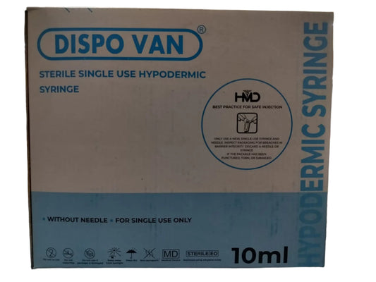 Dispovan 10ml Syringe Without Needle – Pack of 50 (Sterile, Single-Use)