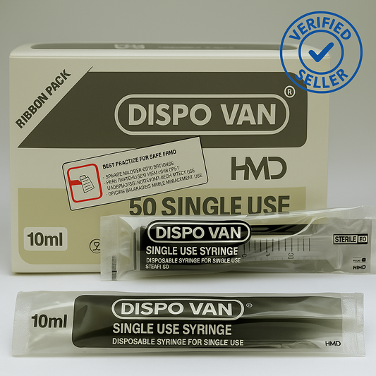 Dispovan 10ml Syringe + Needle – Pack of 50 (Sterile, Single-Use)