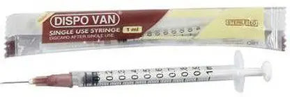 Dispovan 1ml Syringe with 26G Needle – 100 Pcs (Sterile, Disposable)