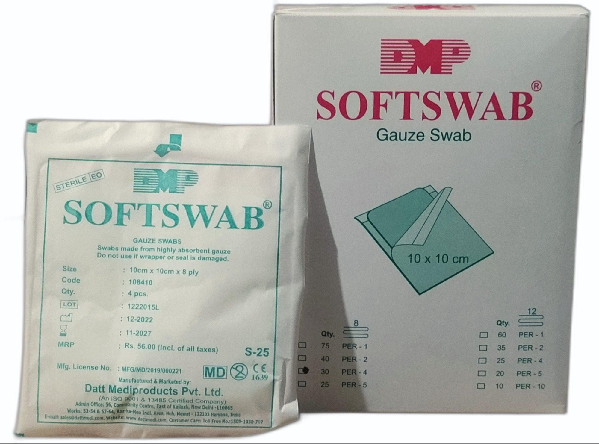 SoftSwabs Gauze 10x10cm – 100% Cotton – 25 Pcs